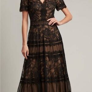 Tadashi Shoji Elegant Black Lace Midi Dress